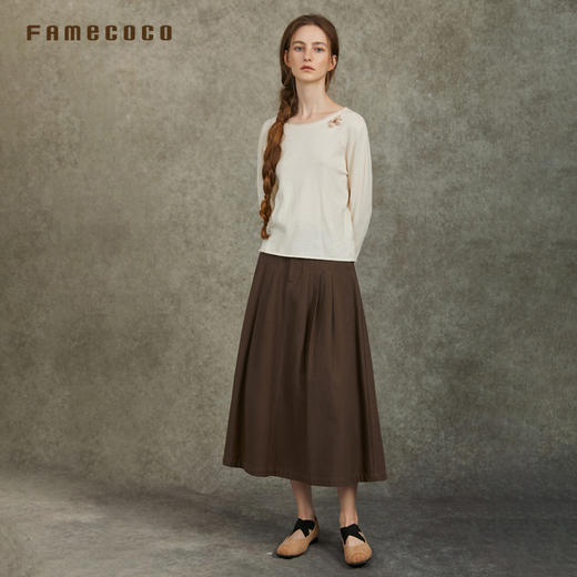 Famecoco范可儿羊毛针织衫纯色套头圆领长袖百搭文艺FAC6DB013 商品图2