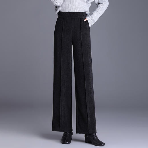 雀说安哥拉红灯芯绒垂感阔腿裤新款时尚洋气高腰直筒休闲裤AL2390 商品图6