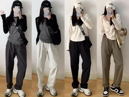 贸易公司渠道独家正版面料，原标原吊牌💥妈生品质【lu家男女同款梭织裤】✅高支高密双面材料，防风防泼耐脏污，内里爽滑不粘身✅裤管有松量修饰腿型，显瘦藏肉，不裹腿不紧绷 商品图0