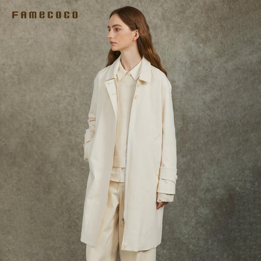 Famecoco范可儿休闲宽松风衣外套长款连帽可拆卸FAC6AA001 商品图3