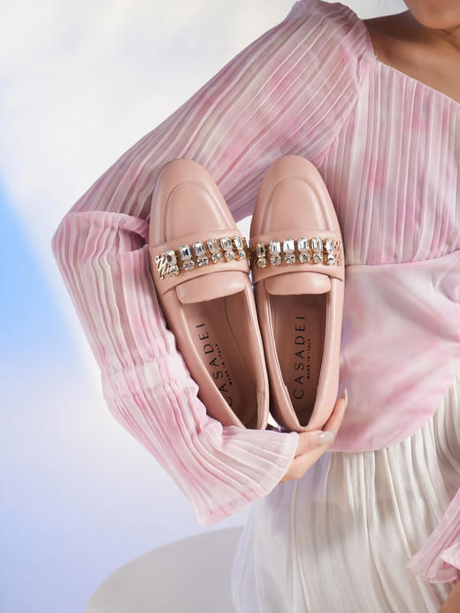 豪麟名鞋CASADEI女鞋平底鞋羊皮革C274S粉色 商品图1