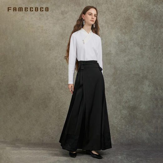 Famecoco范可儿高级缎感马面裙国风显瘦日常半身裙FAC6HA023 商品图4