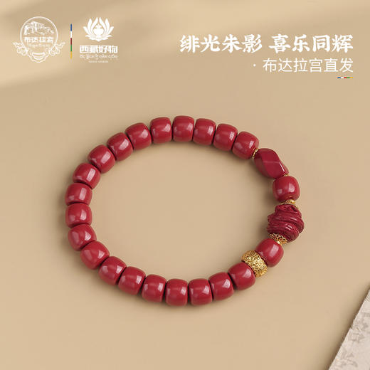 布达拉宫朱砂蛇生肖手串朱砂蛇生肖铜五财神挂坠手串 商品图1