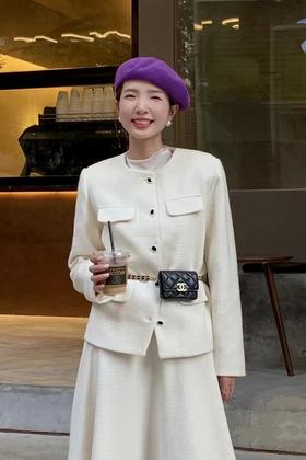 Le Malene 气质款圆领小香风口袋装饰外套 17427