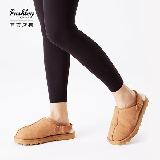 【梅花雪地靴】帕奢利羊皮毛一体平底低帮圆头软底拖鞋HZ003L 商品图0