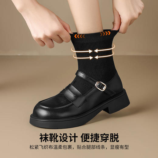 ZHR则则粗跟袜靴2024新款秋冬时尚舒适短靴弹力靴学院百搭乐福鞋 商品图6