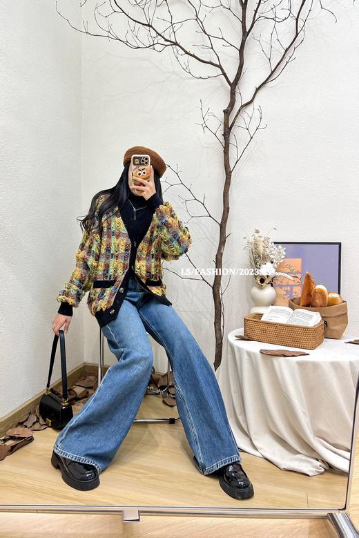 33GAZ150794#含绵羊毛提花格开衫 商品图3