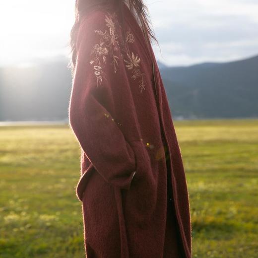 牧衣游原创 刺绣游牧感毛呢长外套------ 静水 商品图3