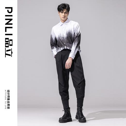 PINLI品立冬装新款男加绒加厚束脚裤纯色休闲长裤小脚哈伦裤潮牌B241217063 商品图1