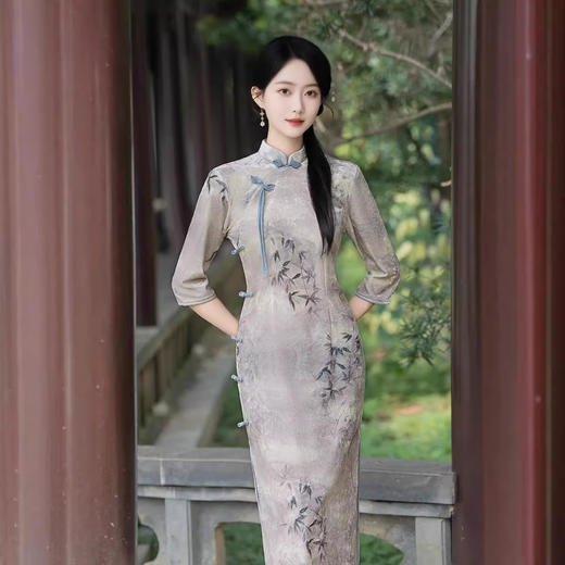 ZAYS-223雪花绒旗袍2024秋季新款改良年轻气质优雅日常新中式复古旗袍裙 商品图1