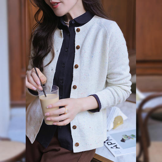 福利款！！无缝一体彩点纱线针织开衫 商品图0