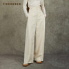 Famecoco范可儿洗水棉休闲直筒裤时髦毛边宽松长裤FAC6GA001 商品缩略图0