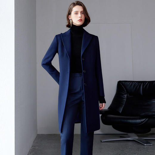 IWY/银行酒店前台接待物业售楼部珠宝店职业装藏青色羊毛大衣ND9022 商品图2