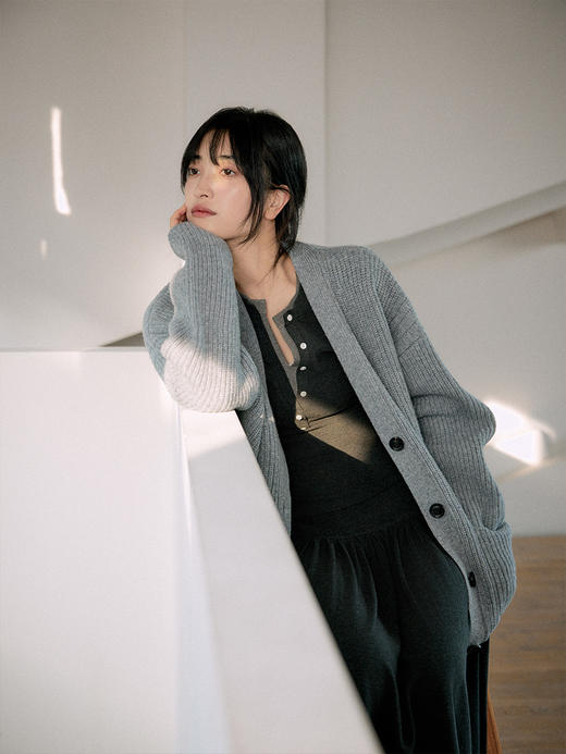 Even Vintage|都市简约 磨毛羊绒感亨利领假两件针织衫优雅半身裙 商品图3