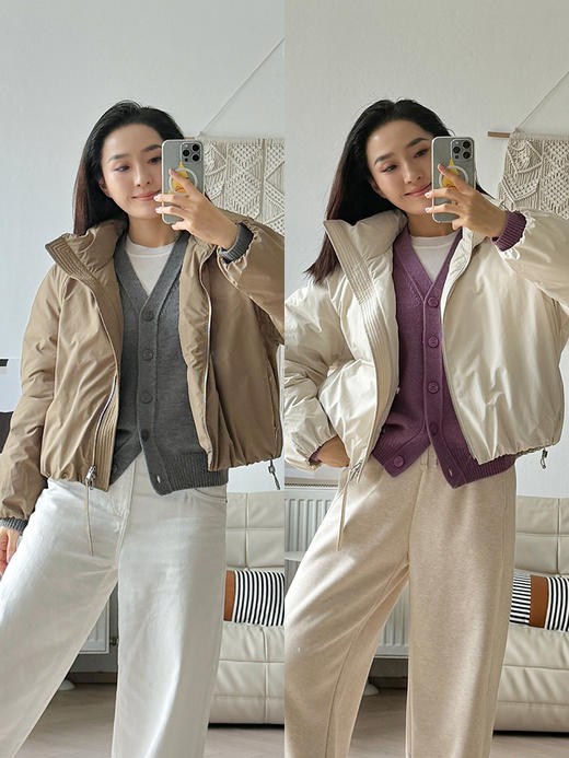 极简风90白鹅绒宽松版短款羽绒服 商品图0