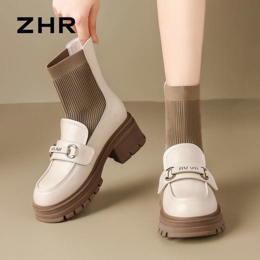 优选丨ZHR则则学院风乐福袜靴女靴新款时髦甜酷加绒保暖弹力靴  商品图9