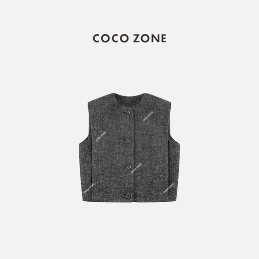 COCO ZONE 时尚小众圆领马夹通勤风无袖上衣CC1D2450 商品图0