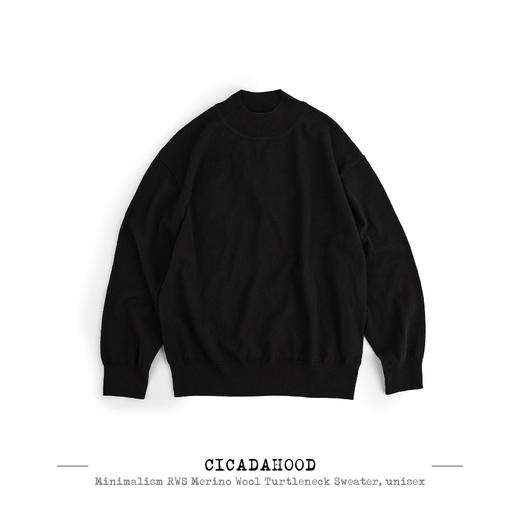 Cicadahood极简RWS美利奴羊毛高领套头针织衫 无性别 商品图0