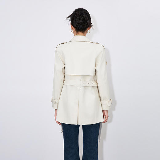 【高货wl】全新升级【铂金会员468/天猫629/差价161】(04829) 洛诗琳时尚通勤翻领系带收腰显瘦长袖短款减龄风衣外套女 商品图4