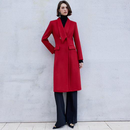 IWY/红色冬季毛呢外套女职业装气质韩版简约空姐制服C2147 商品图1