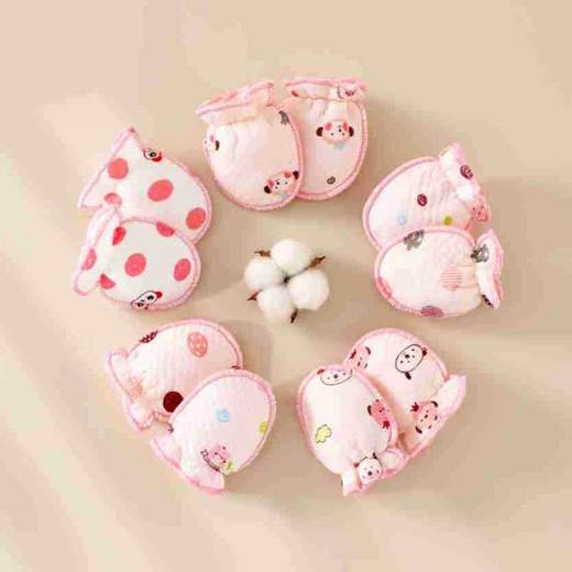 新生儿手套婴儿防抓手套0-6个月纯棉a类防抓脸小手套宝宝秋季手套 商品图1