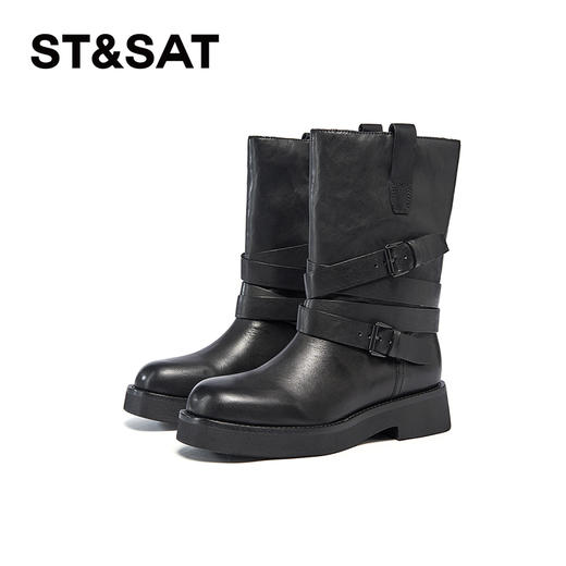 星期六复古时髦条带扣饰短靴SSC4116393 商品图6