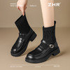 ZHR则则粗跟袜靴2024新款秋冬时尚舒适短靴弹力靴学院百搭乐福鞋 商品缩略图0