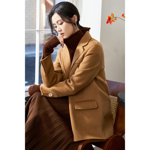 米思阳2025冬季新款经典简约风毛呢外套双面呢100%羊毛西装女1842 商品图0