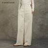 Famecoco范可儿洗水棉休闲直筒裤时髦毛边宽松长裤FAC6GA001 商品缩略图1