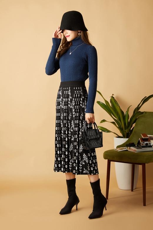 Le Malene 白色碎花图案针织半裙 10563 商品图1