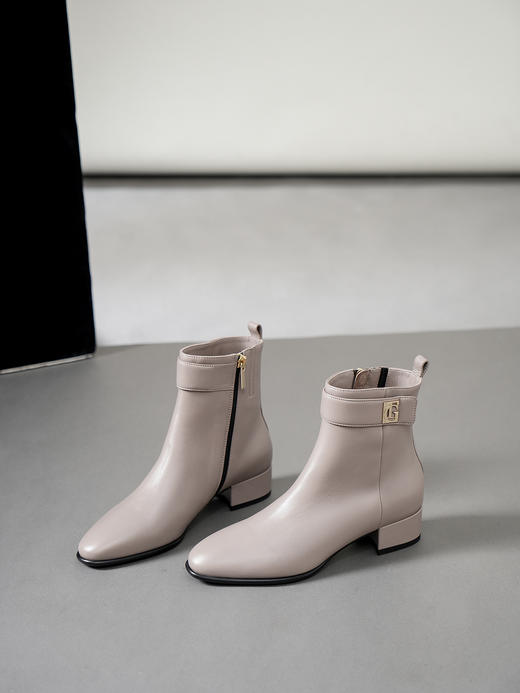 豪麟名鞋进口迪嘉女鞋短靴羊皮革F24378N灰色 商品图2