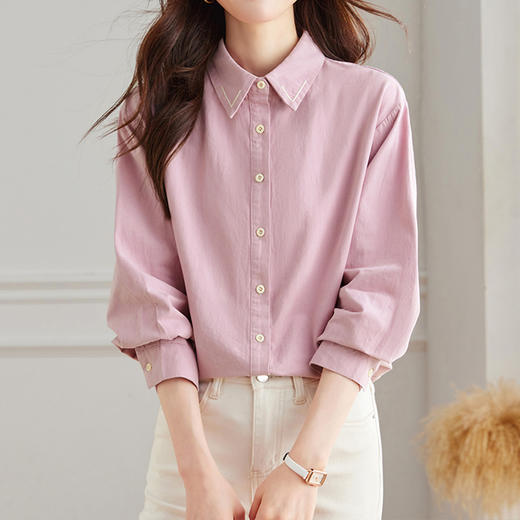 馥迦领口刺绣百搭衬衫 商品图2