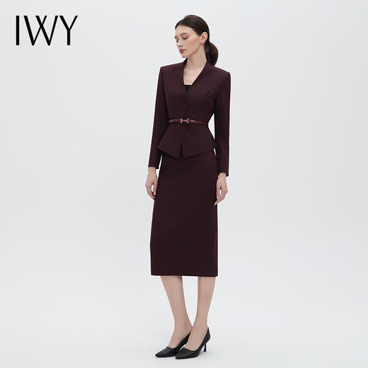 IWY/安可拉红西装套裙沉稳大气女神范V 领设计柔美气质收腰设计曲线女神职业装C14336+S14106 商品图4