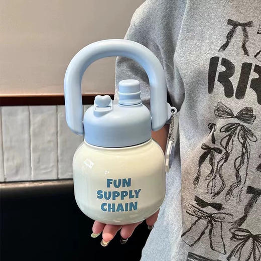 😍拎着走的保温杯⏰有了它一天喝两升水‼~可爱到可以当摆件‼觅贝思 双饮拎拎壶保温杯 商品图5