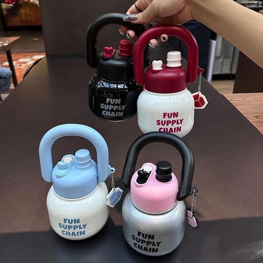 😍拎着走的保温杯⏰有了它一天喝两升水‼~可爱到可以当摆件‼觅贝思 双饮拎拎壶保温杯 商品图7