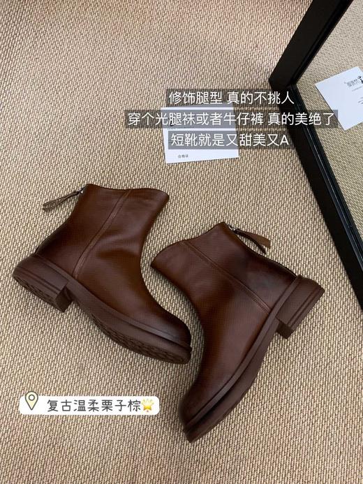💕显高显瘦 🎈专治各种腿型不直🦵秋冬必入短靴【梵雅璐复古真皮短靴】✨复古文艺感满满 🍃不仅有颜值还足够☺️舒适过十年还是基础百搭单品🌵 商品图3