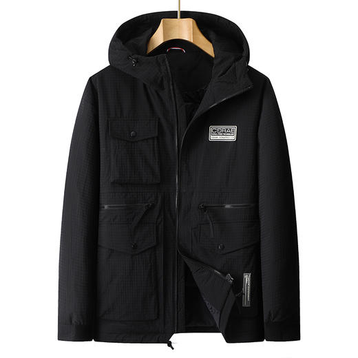 【特大码】【新款DPX】大依优型大码潮款迷彩工装连帽羽绒服鸭绒外套休闲胖子大码男休闲宽松加肥加大上衣 商品图4