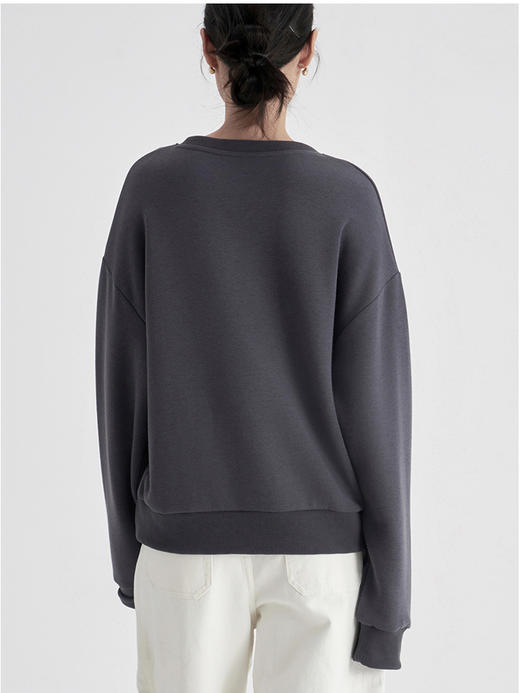 weyo秋冬女纯色羊毛暖绒圆领捏褶拼接卫衣880059 商品图1