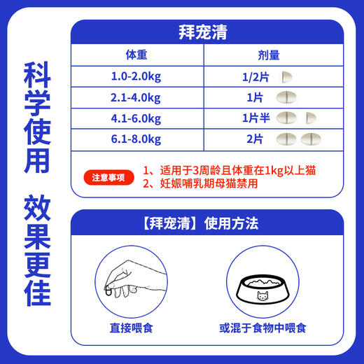 拜耳拜宠清体内驱虫宠物猫咪驱虫药品1kg以上猫用虫药除蛔虫绦虫 商品图3