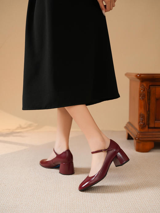 豪麟名鞋LORIBLU女鞋玛丽珍鞋牛移膜革LR41P红色 商品图1