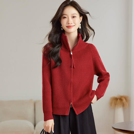 CC-JDS-8905秋冬毛衣外套女2024厚款小个子宽松慵懒风拉链针织开衫上衣女外穿 商品图2