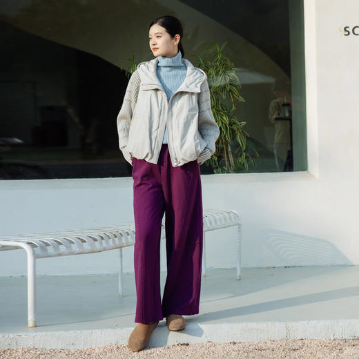 绽放707朵/冬季轻薄连帽材质拼接针织袖子简约宽松短款保暖羽绒服 商品图2