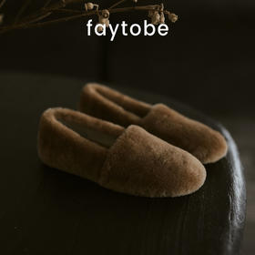 faytobe羊毛绒绒鞋秋冬时尚舒适纯色平底豆豆鞋懒人一脚蹬单鞋