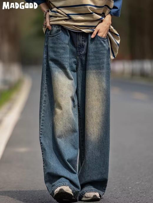 马得工地/MDGDKZ426/复古水洗高腰牛仔裤 商品图0