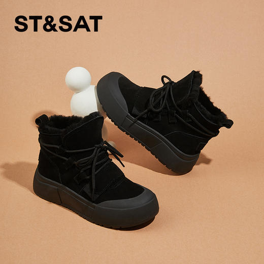 星期六厚绒保暖时尚百搭雪地靴SS341120QG 商品图1