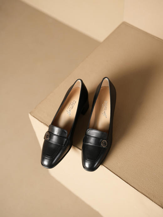 豪麟名鞋进口迪嘉女鞋皮鞋羊皮革F24406P黑色 商品图2