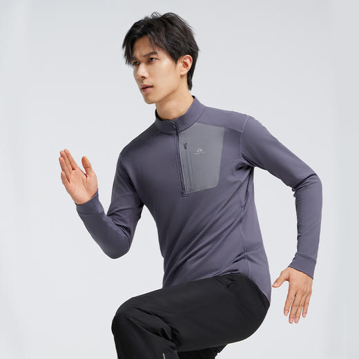  拓路者磨毛拉链半开襟加绒长袖男士2024年秋抓绒衣上衣保暖内搭 商品图1