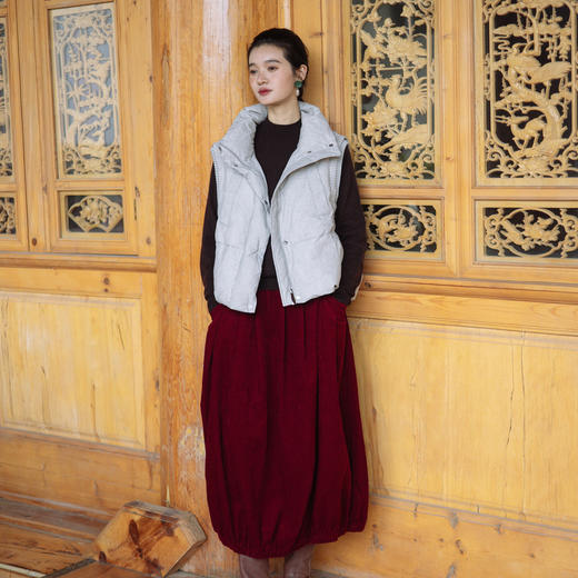 绽放708朵/冬季白鹅绒假两件拼接针织立领保暖无袖背心马甲羽绒服 商品图3
