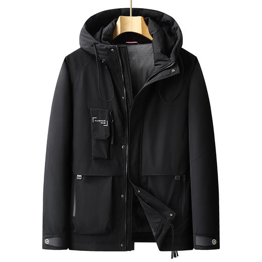 【特大码】【新款DPX】大依优型大码潮款工装连帽羽绒服鸭绒外套休闲胖子大码男休闲宽松加肥加大上衣 商品图2