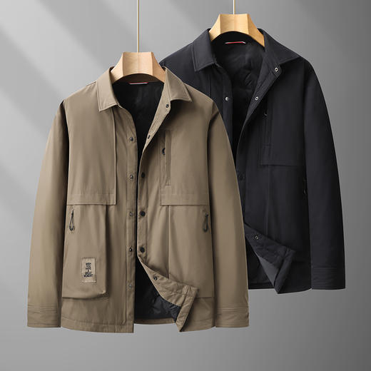 【特大码】【新款DPX】大依优型大码潮款翻领工装羽绒服鸭绒外套休闲胖子大码男休闲宽松加肥加大上衣 商品图1